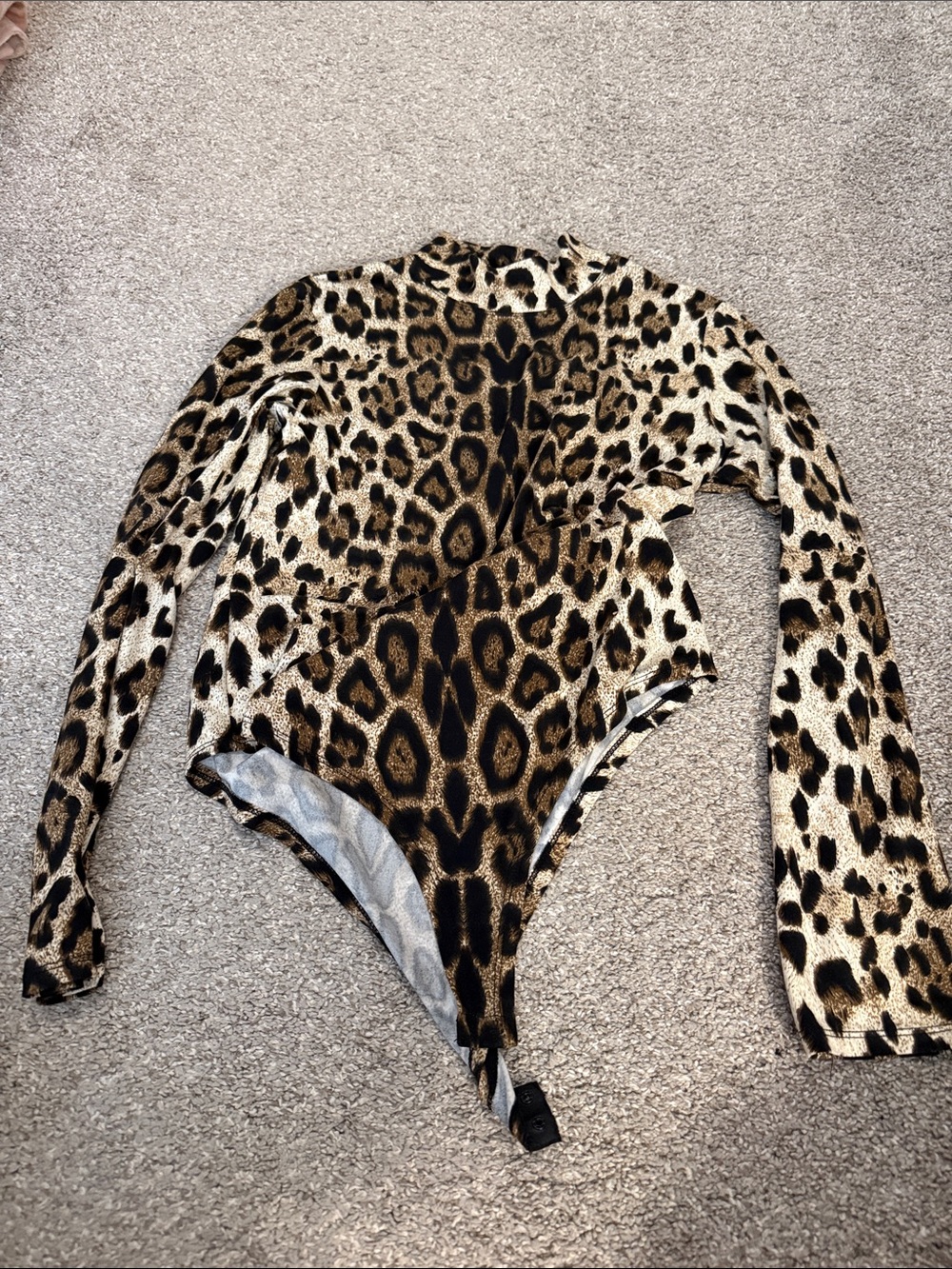 Leopard Print Long Sleeve Bodysuit - Brown/Black